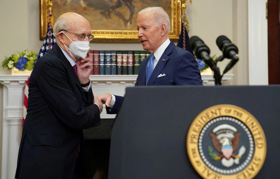 U.S. President Joe Biden introduces Supreme Court Justice Stephen Breyer