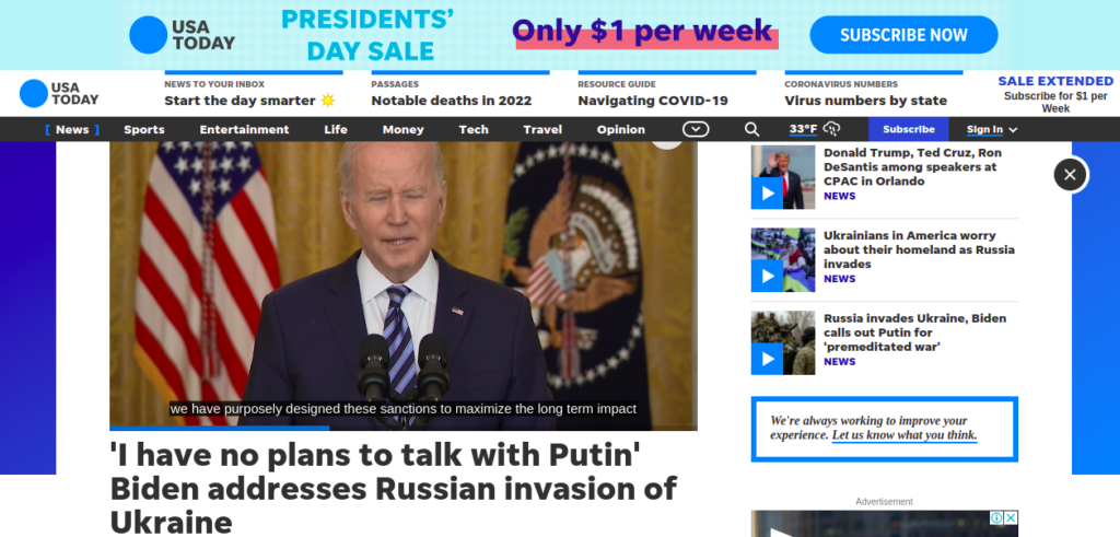 Biden addresses Russian invasion