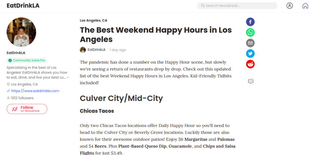 Happy Hours in Los Angeles