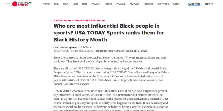 Who are most influential Black people in sports? USA TODAY Sports ranks them for Black History Month