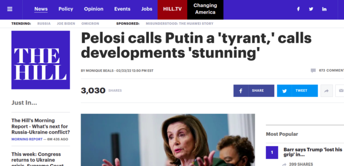 Pelosi calls Putin a 'tyrant'