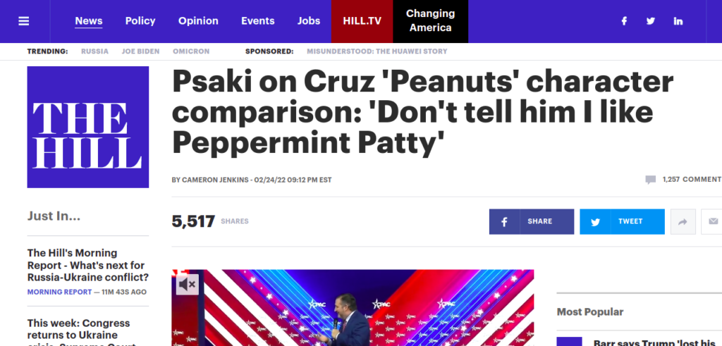 Psaki on Cruz 'Peanuts'