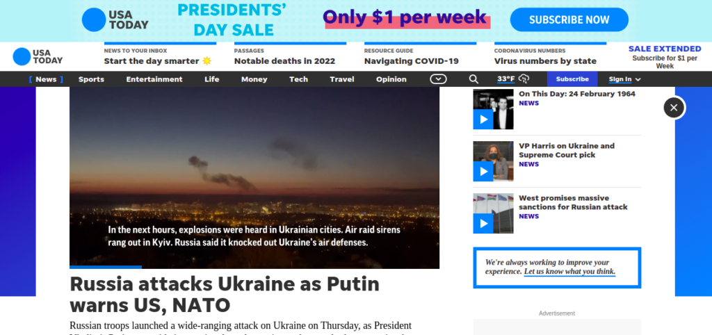 Russia attacks Ukraine as Putin warns US, NATO