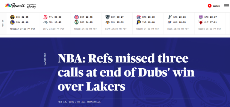 NBA: Refs missed three calls at end of Dubs’ win over Lakers
