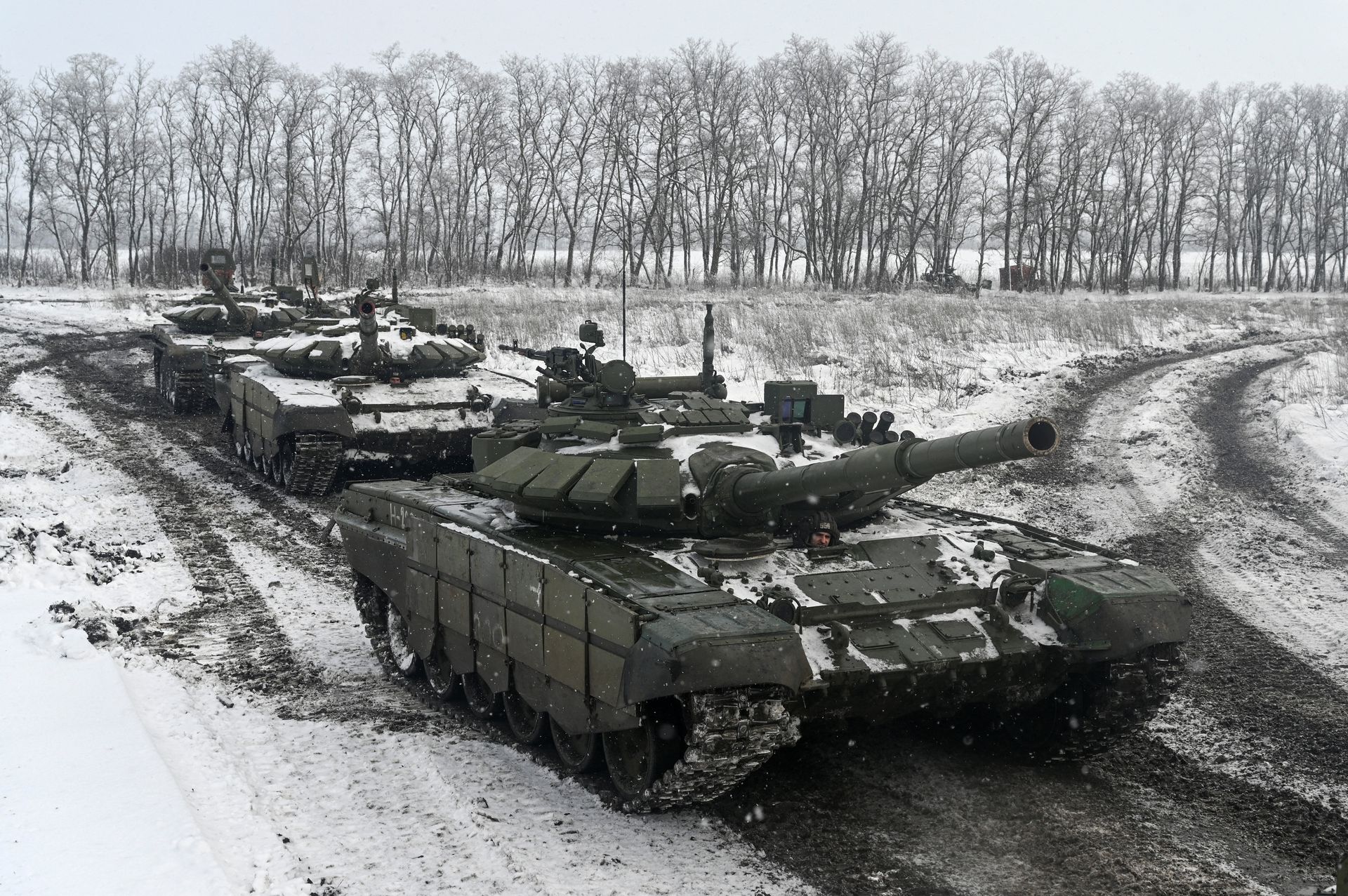 Russian T-72B3 main battle tanks