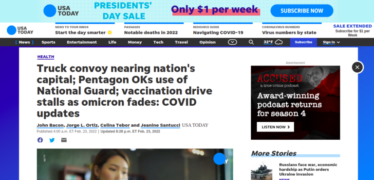 Truck convoy nearing nation’s capital; Pentagon OKs use of National Guard; vaccination drive stalls as omicron fades: COVID updates