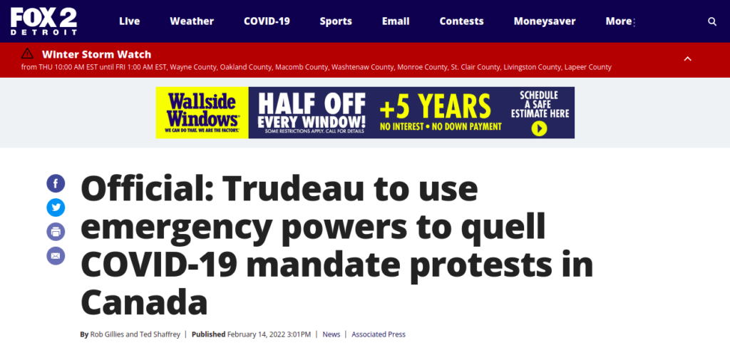 Trudeau to use emergency powers