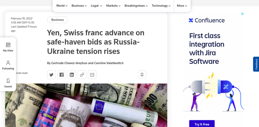 Yen, Swiss franc advance