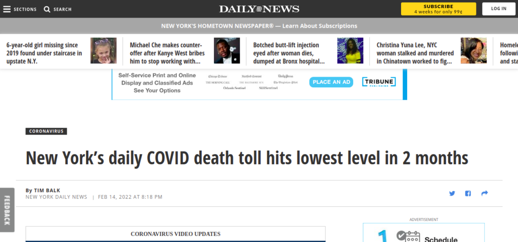 daily COVID death