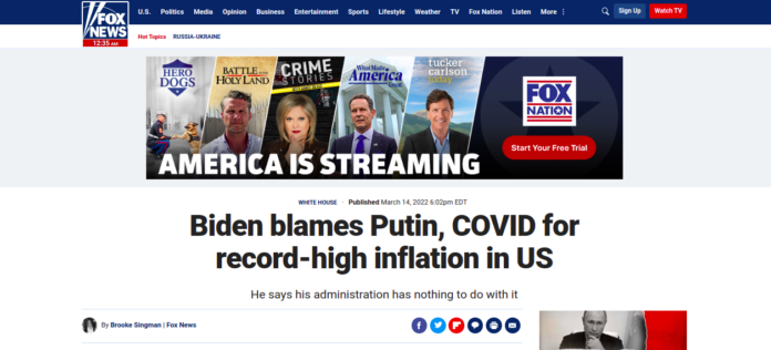 Biden blames Putin