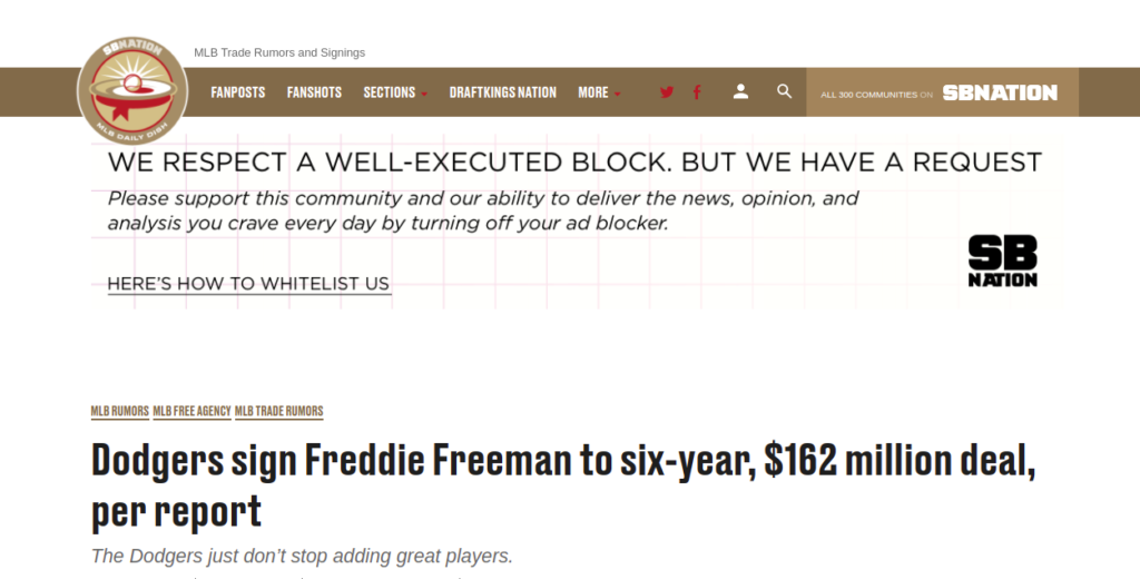 Dodgers sign Freddie Freeman