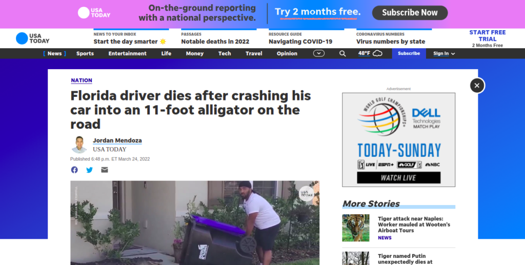 Florida driver dies