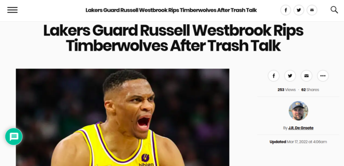 Lakers Guard Russell Westbrook