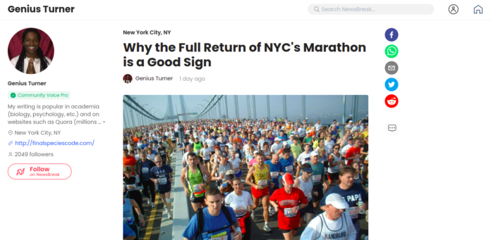 NYC's Marathon is a Good Sign
