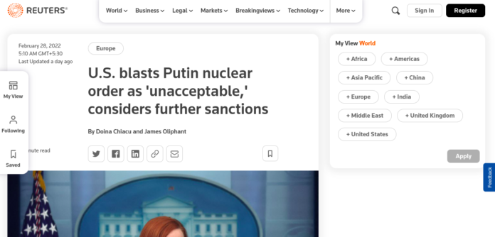 U.S. blasts Putin nuclear order as 'unacceptable'