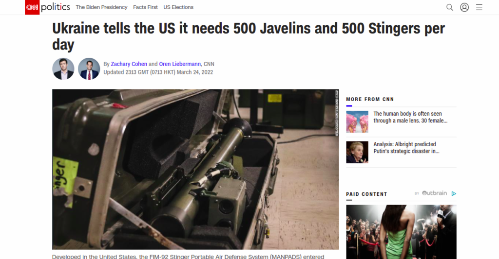 needs 500 Javelins and 500 Stingers