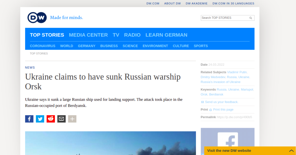 sunk Russian warship