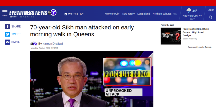 70-year-old Sikh man attacked