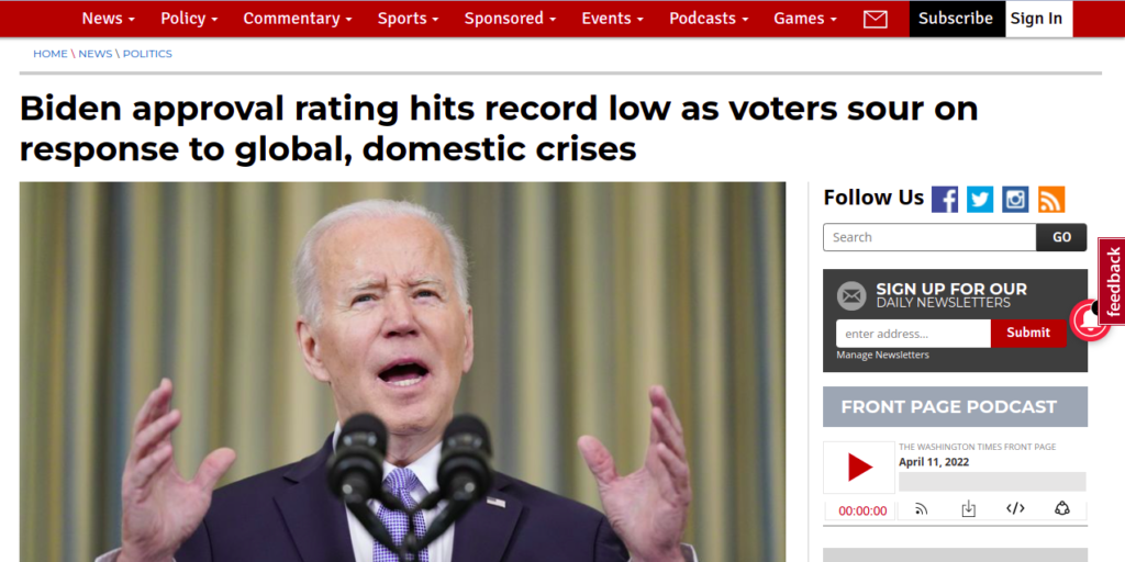 Biden approval rating hits record low
