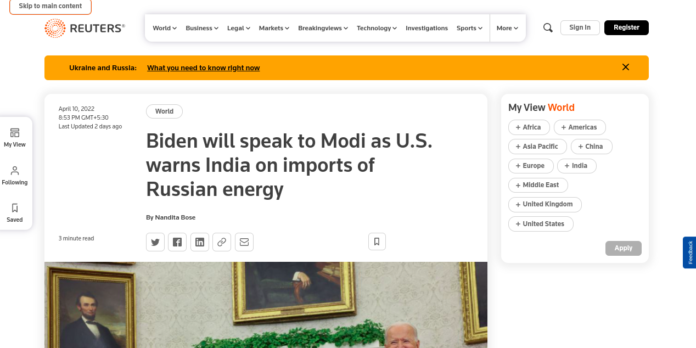 Biden will speak to Modi