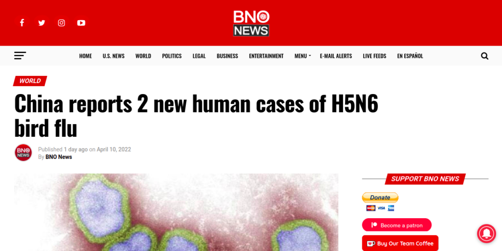 China reports H5N6 Bird flu