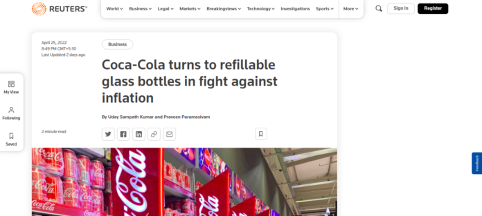 Coca-Cola turns to refillable glass bottles
