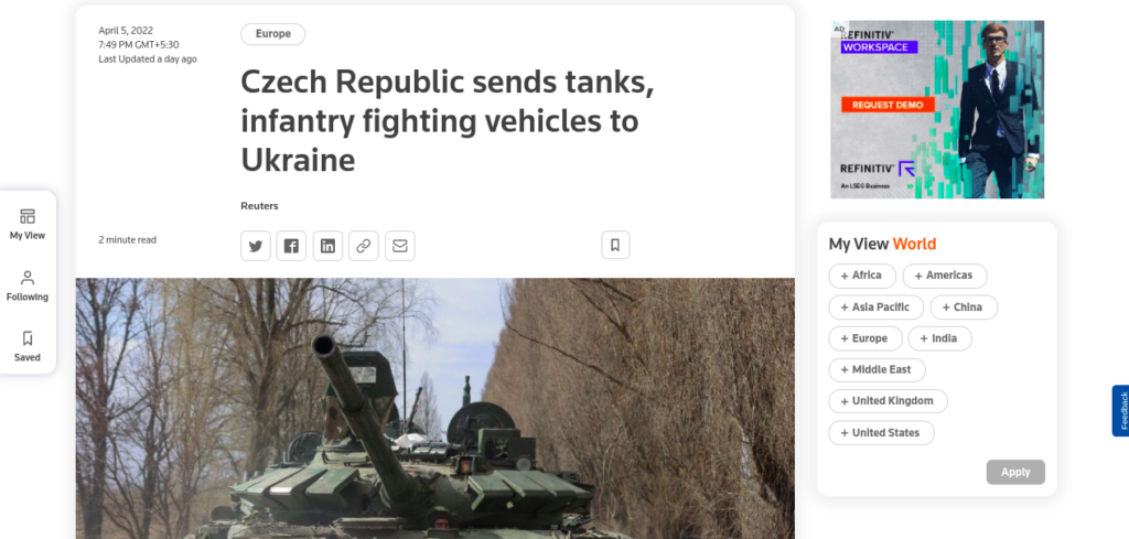 Czech Republic sends tanks