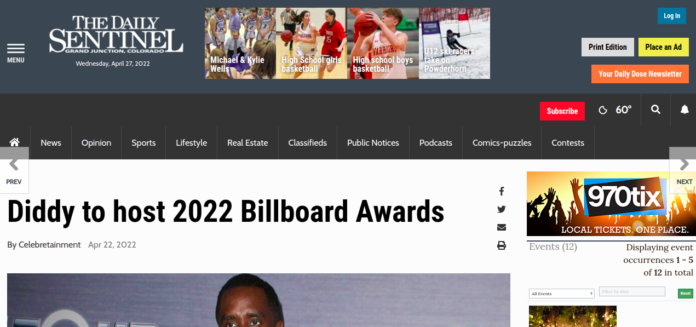 Diddy to host 2022 Billboard Awards