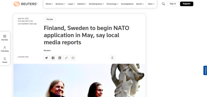 Finland, Sweden to begin NATO application