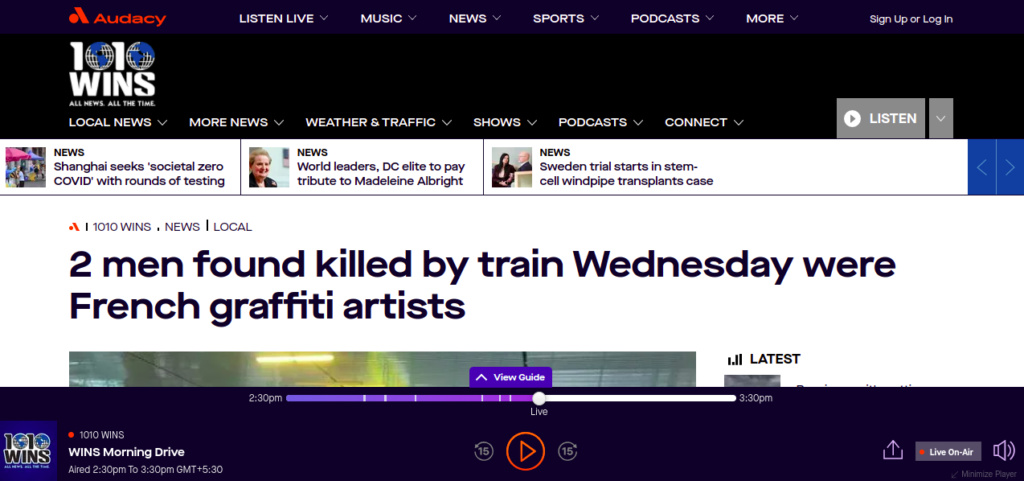 French graffiti artists killed by Train