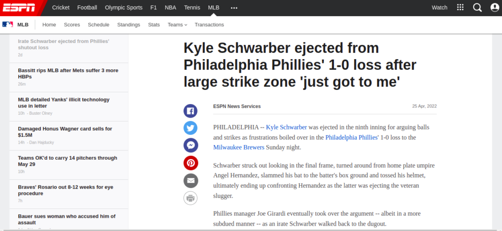 Kyle Schwarber ejected from Philadelphia Phillies