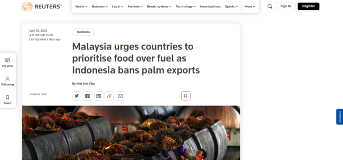 Malaysia urges countries to prioritise food
