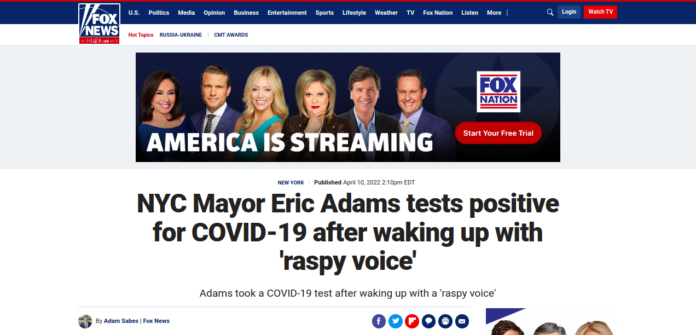 Mayor Eric Adams tests positive for COVID-19