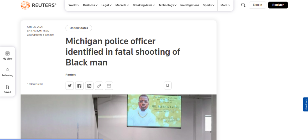 Michigan police officer identified shooting of Black man