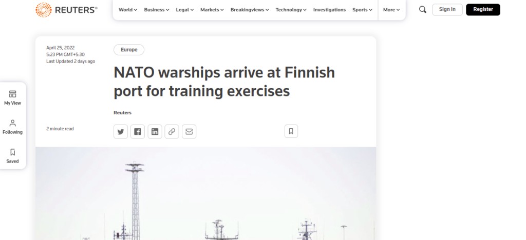 NATO warships arrive at Finnish