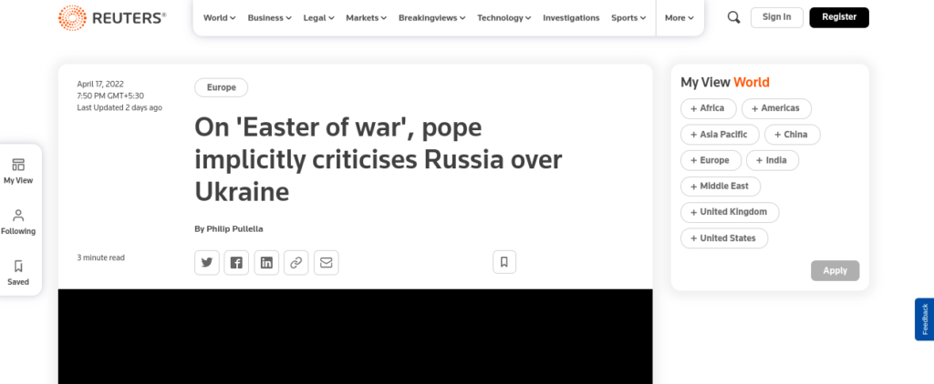 pope implicitly criticises Russia