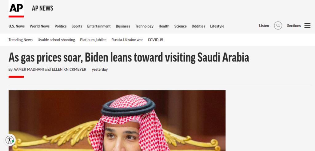 Biden visiting Saudi Arabia