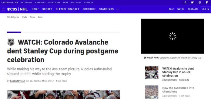 Colorado Avalanche dent Stanley Cup