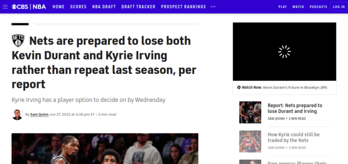 Nets are prepared to lose both Kevin Durant and Kyrie Irving