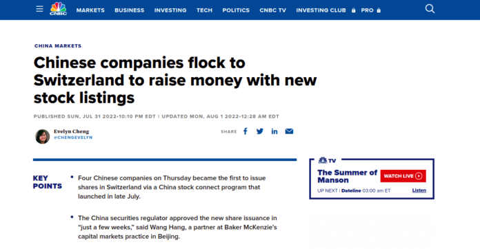 Chinese companies flock to Switzerland