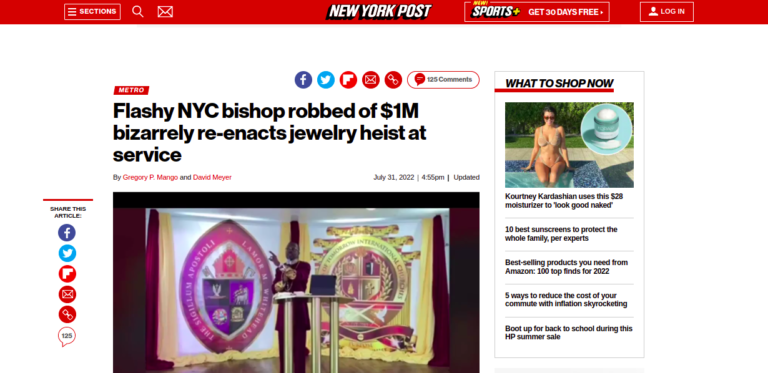 Flashy NYC bishop robbed of $1M bizarrely re-enacts jewelry heist at service
