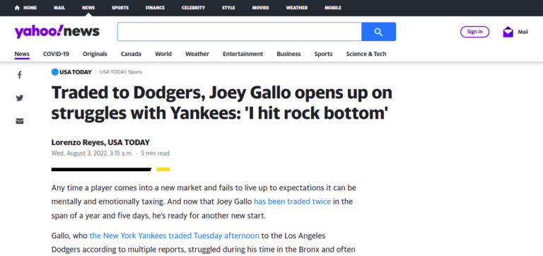Traded to Dodgers, Joey Gallo opens up on struggles with Yankees: ‘I hit rock bottom’