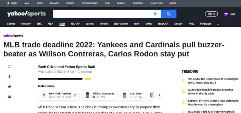 MLB trade deadline 2022: Yankees and Cardinals pull buzzer-beater as Willson Contreras, Carlos Rodon stay put