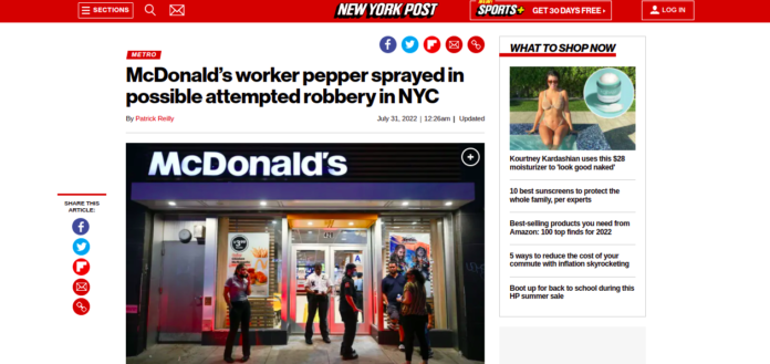 McDonald’s employee was pepper sprayed