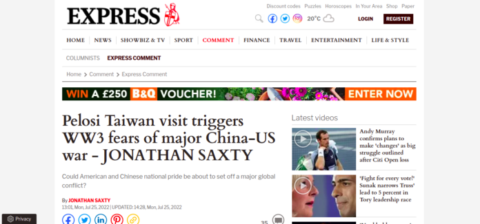 Pelosi Taiwan visit triggers WW3 fears