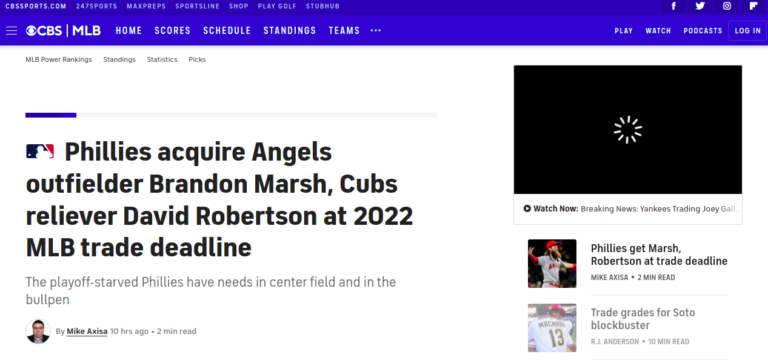Phillies acquire Angels outfielder Brandon Marsh, Cubs reliever David Robertson at 2022 MLB trade deadline