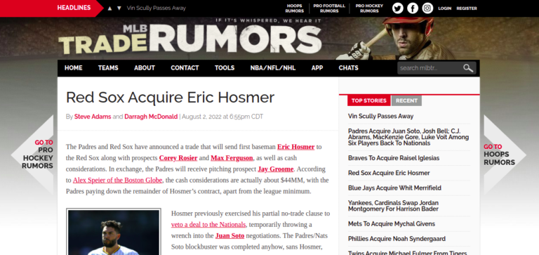 Red Sox Acquire Eric Hosmer
