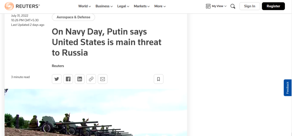 United States is main threat to Russia