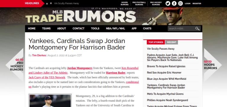 Yankees, Cardinals Swap Jordan Montgomery For Harrison Bader
