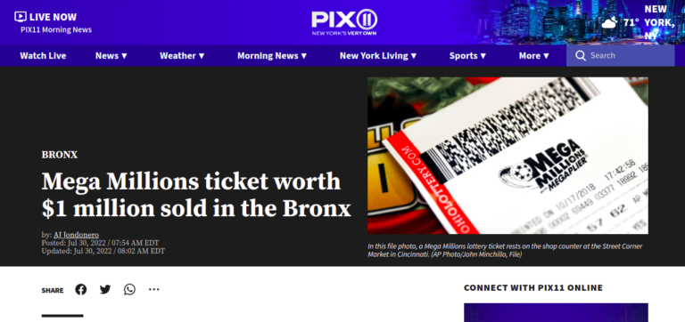 Mega Millions ticket worth $1 million sold in the Bronx